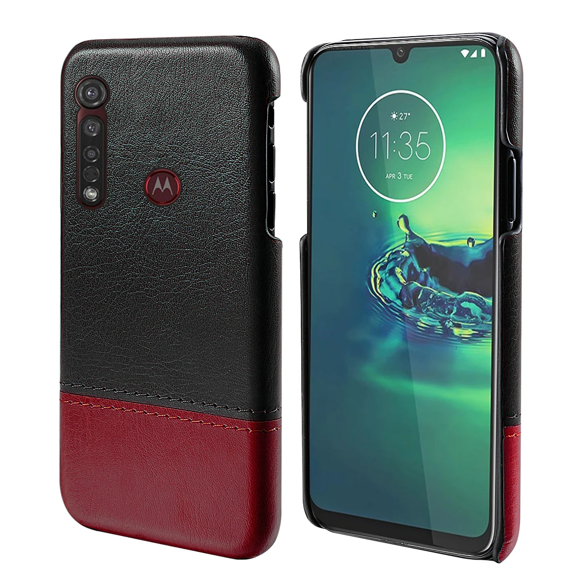 Для Motorola Moto G8 Plus чехол для телефона ультра тонкий контрастный цвет Жесткий PC кожаный чехол Защита от царапин для Moto G8 Plus - Цвет: Коричневый