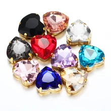

Heart shape Mixed color Glass Crystal Flatback Strass Sew-on Rhinestones for Craft Christmas Clothing Garment Decoration