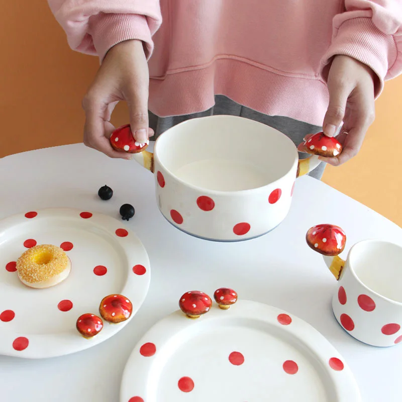 Cute Mushroom Cup Creative Mushroom Bowl Ceramics Mushroom Plate