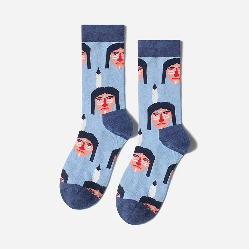 1 пара мужских носков, мужские повседневные носки, женские хлопковые модные креативные забавные носки унисекс с рисунками животных, носки средней длины - Цвет: 8