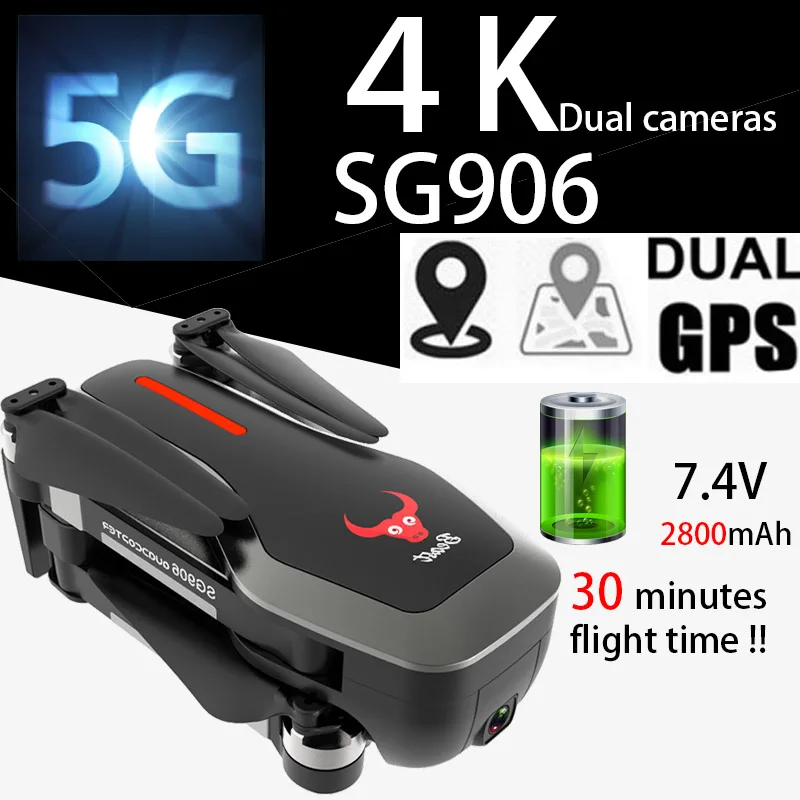 Профессиональный Дрон SG906 с двойным gps 5G wifi FPV Селфи складная 4 K HD камера