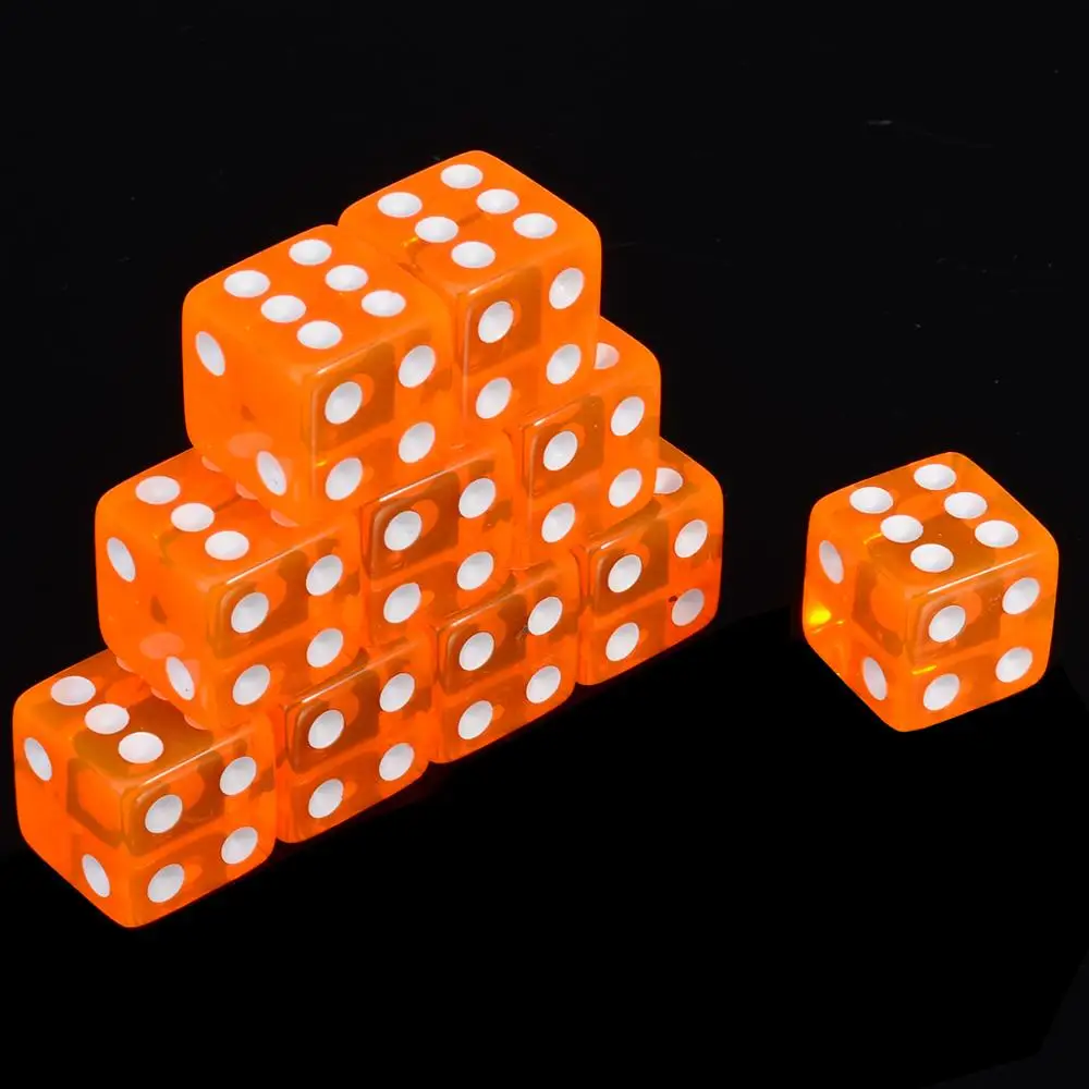 Orange 10 шт прозрачные прямые Угловые игральные кости 16 мм портативные ролевые игры развлечения Семейные уличные игры Смешные Акриловые Игральные Кости - Цвет: Orange