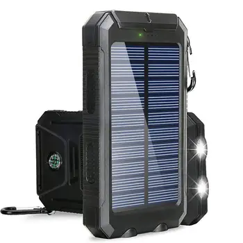 

30000mAh Solar Power Bank Dual USB powerbank Waterproof Battery External Portable Charging with LED Light 2USB powerbank