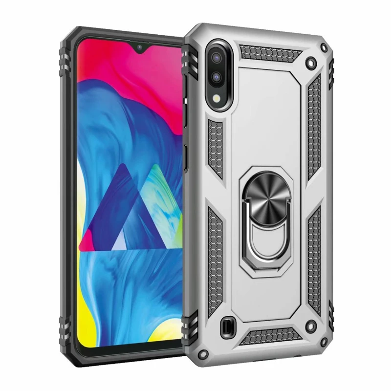 Роскошный чехол с магнитным кольцом для samsung Galaxy M10 M20, Прочный противоударный чехол с подставкой для samsung M10 M20, чехол - Цвет: Silver