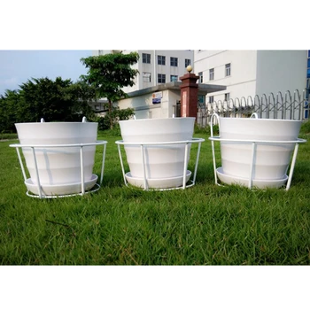 

Hanging Plant Iron Racks Balcony Round Flower Pot Rack Railing Fence Outdoor Black/White BV789