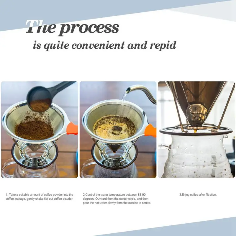 Stainless Steel Coffee Filter Basket Reusable Pour Over Coffee Filter Cone Coffee Dripper Paperless Outdoor portable Filters