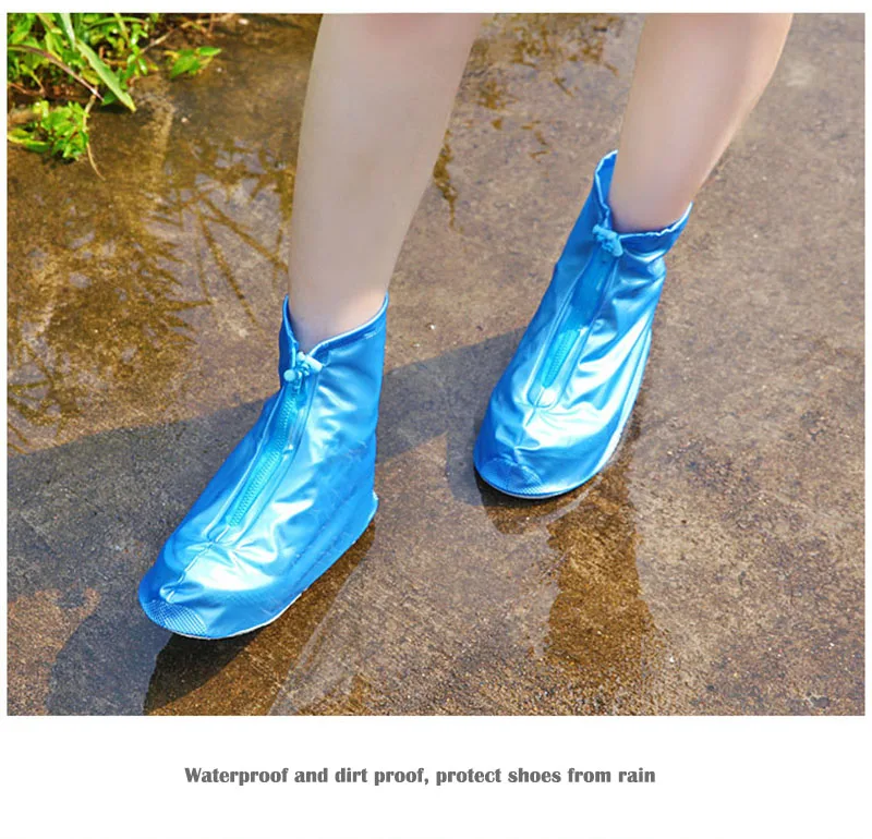 Водонепроницаемая обувь на молнии для дождливой погоды; непромокаемые сапоги на толстой подошве; женская обувь на низком каблуке(1-3 см
