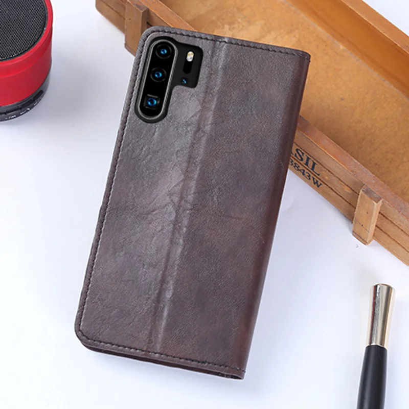 Флип Чехол Для huawei P10 P20 P30 Lite Коврики 10 20 Pro Y6 Y9 P smart масло воск текстура чехол для Honor 8X 7X 7a 9 9X10 20 lite - Цвет: Brown