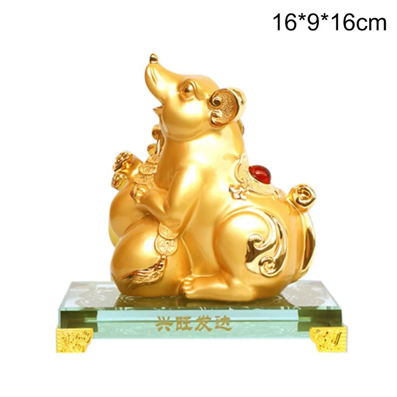 Escultura Figuras coleccionables de Resina Dorada de Gran tamaño Estatua de Prosperidad decoración del Hog año de la Rata del Zodiaco Chino decoración de Mesa ZYYH Estatua de Feng Shui 2020 