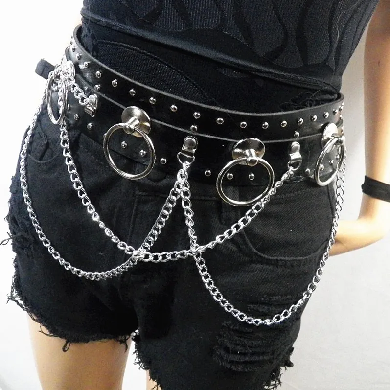Punk Leather Wide Belt Chain Waist Metal O Ring Accessories Aliexpress Punk Leather Wide Belt Chain Waist Metal O Ring Accessories Aliexpress