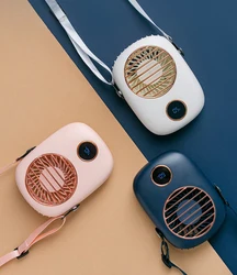 New Hanging Neck Fan Digital With LED Display Usb Mini Portable Fan Silent Small Desktop Outdoor Travel Handheld Cooling Fan