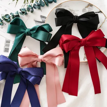 

1Pcs Bowknot Ribbon Hair Clips 5 Colors Optional Solid Color Cloth Bowknot Hairpin For Sweet Women Girls Hair Accessories