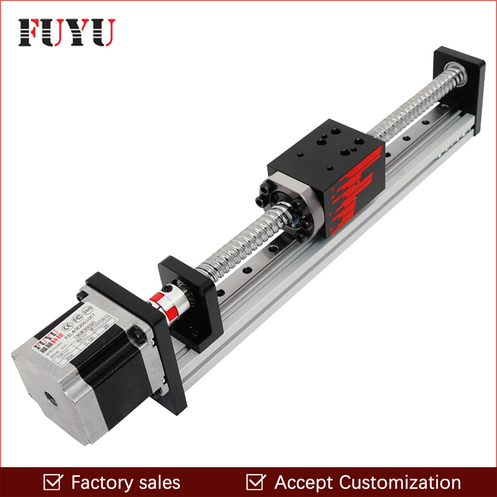 200mm Rail Linear LONGJUAN-C Linear Guide Linear Guide Rail 300mm 0808 Ball Screw Long Stage Actuator Guide Rail and Nema17 42 Stepper Motor for Automation Industry