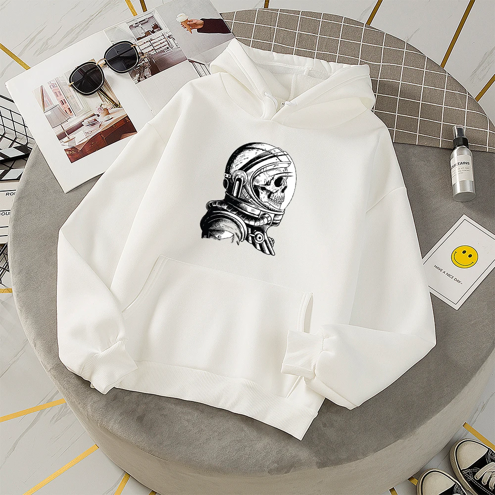 

Sweatshirts for Teen Girls Europe and America Horror Skull Printed Thick Fleece Hoodie Women Long Sleeve Oversized Hoodies Women