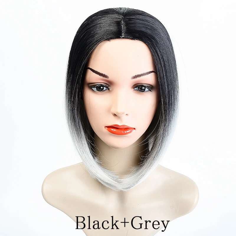 Парик AILIADE с короткими темными корнями и розовыми волосами для женщин