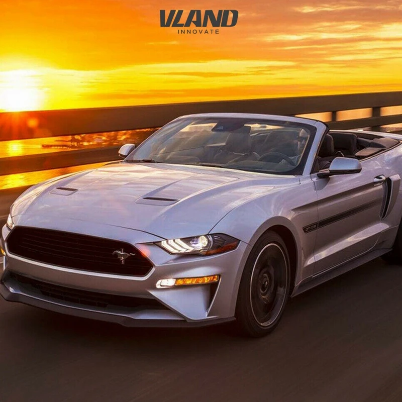 VLAND Заводская Автомобильная фара для Mustang с дневным бегом светильник+ двухлучевая линза+ plug and play