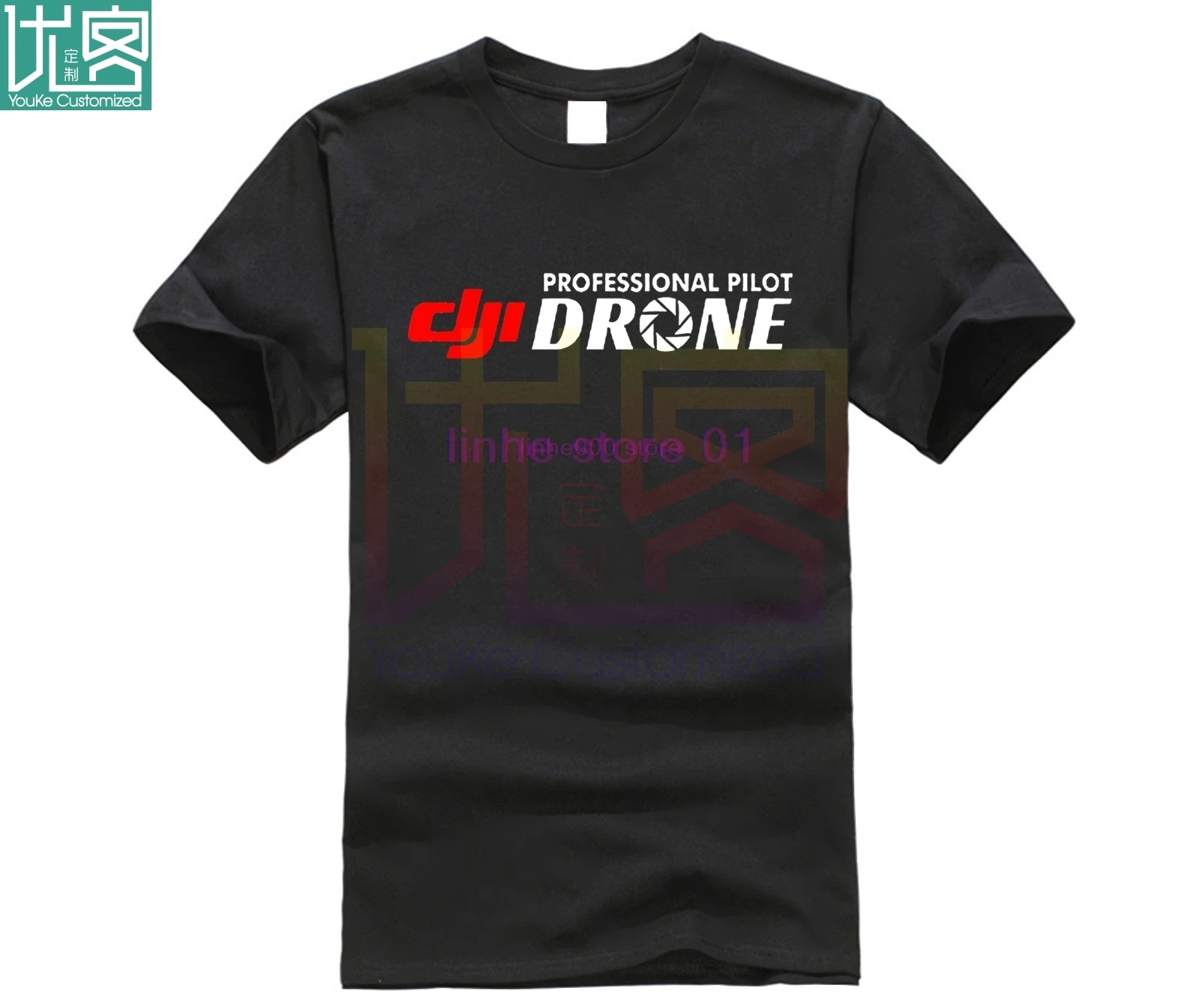 DJI Профессиональный пилот Дрон-на заказ Мужская черная футболка мужская мода