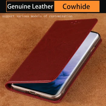 

Genuine leather Phone Case For Oneplus 7 pro 7 6 6T 5 5t 7T Pro for One plus 7T 7 Pro case Cowhide Oil wax skin Cover