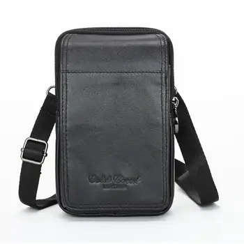 

Men's Brown Genuine Leather Single Shoulder Bag Hook Belt Hip Waist Fanny Pack Work Business Travel Crossbody Sling Bag Cell Pho