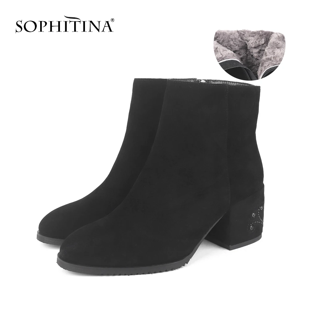 SOPHITINA/шерстяные ботильоны на меху; Высококачественная детская замшевая обувь на квадратном каблуке; особый дизайн; женская обувь на молнии; ... SOPHITINA/шерстяные ботильоны на меху; Высококачественная детская замшевая обувь на квадратном каблуке; особый дизайн; женская обувь на молнии; ...