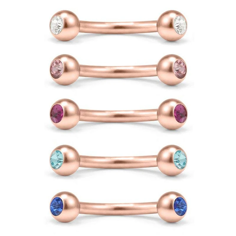 JFORYOU 16 г изогнутая гантель CZ инкрустированный шар Пирсинг бровей Tragus Daith Rook серьги в форме ракушки ювелирные