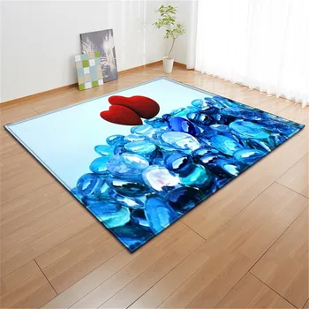 

Romantic Diamond 3D Carpet Soft Flannel Girls Bedroom Floor Mat Area Rugs Valentine's Day Home Decor Red Living Room Carpets