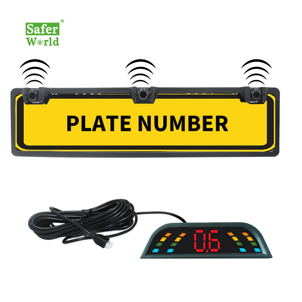 

European License Plate Frame Blind Spot Detection Parking Sensor System For Universal 12V Vehicles