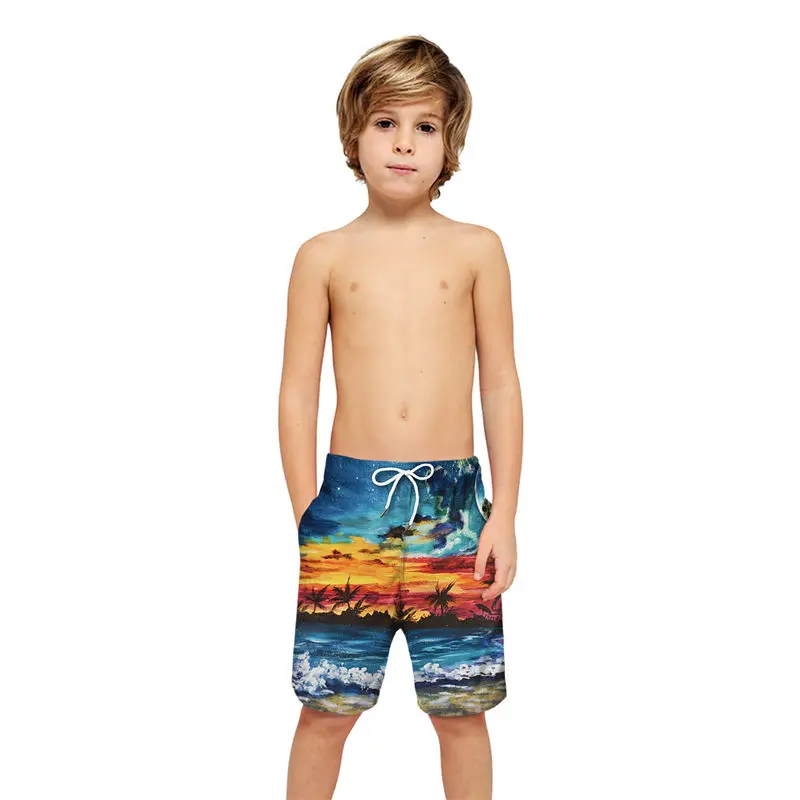 Дизайн, детские летние шорты на завязках, эластичные пляжные шорты с 3D принтом ананаса, детская одежда для купания, пляжные короткие штаны - Цвет: TDS10028