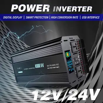 

Car Inverter 4000W DC12V/24V 220V Voltage transformer Modified Sine Wave Power Inverter 12V to 220V Converter+Smart LCD Display