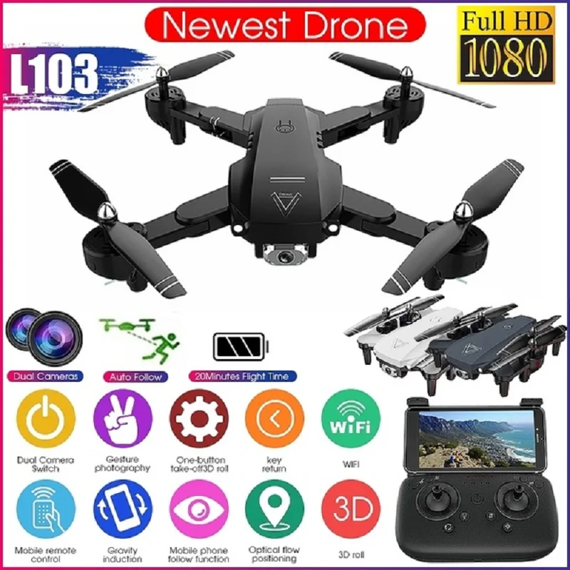 L103 RC вертолеты камера 1080P Wifi FPV Дрон GPS Дрон Hoogte Hold 2,4G Optische Stroom Positie Дрон камера для детей