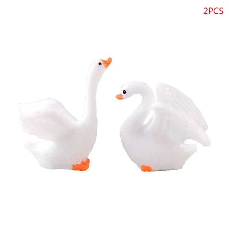 2 шт./компл. красивый белый лебедь смолы фигурка дома творческие ремесла миниатюрный Садоводство пейзаж DIY Украшение