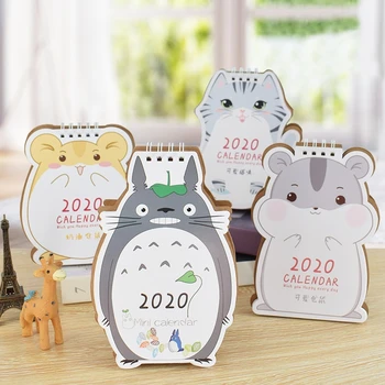 

2020 Cartoon Hamster and Cat Mini Desk Calendar DIY Table Calendars Daily Schedule Planner 2019.09-2020.12