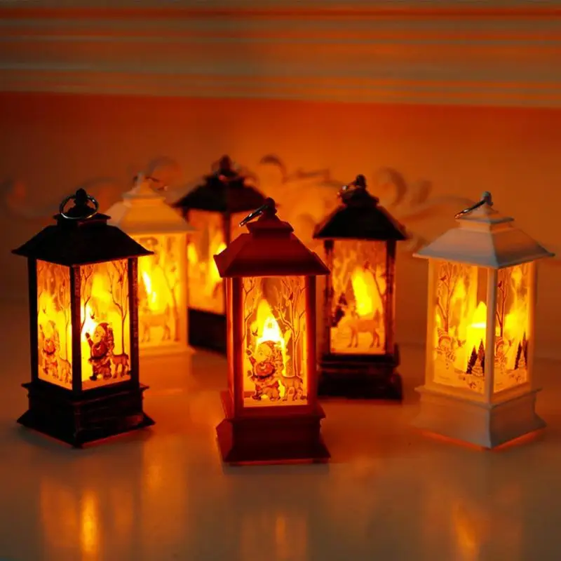 VKTECH Christmas Wind Lamp Lantern LED Night Light Xmas Candlestick Table Candles Home Garden Decor New Year Ornament Pendants | Дом и сад