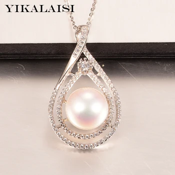 

YIKALAISI 925 Sterling Silver Jewelry Pearl Pendants 2020 Fine Natural Oblate Pearl jewelry 10-11mm Pendants For Women wholesale