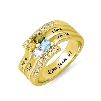 

Sweey Dropshipping Personalized Four Square Gem Ring Best Gift Cubic Zirconia Birthstones Ring