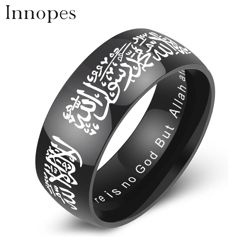 Innopes, Черное золото, винтажные кольца, шариат ислам, мусульманские, из нержавеющей стали, большие кольца для мужчин и женщин