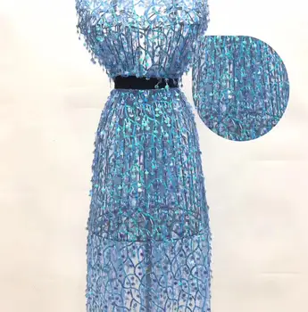 

Free Shipping African tassels french lace fabric High Quality Sequins tulle mesh Lace Fabric