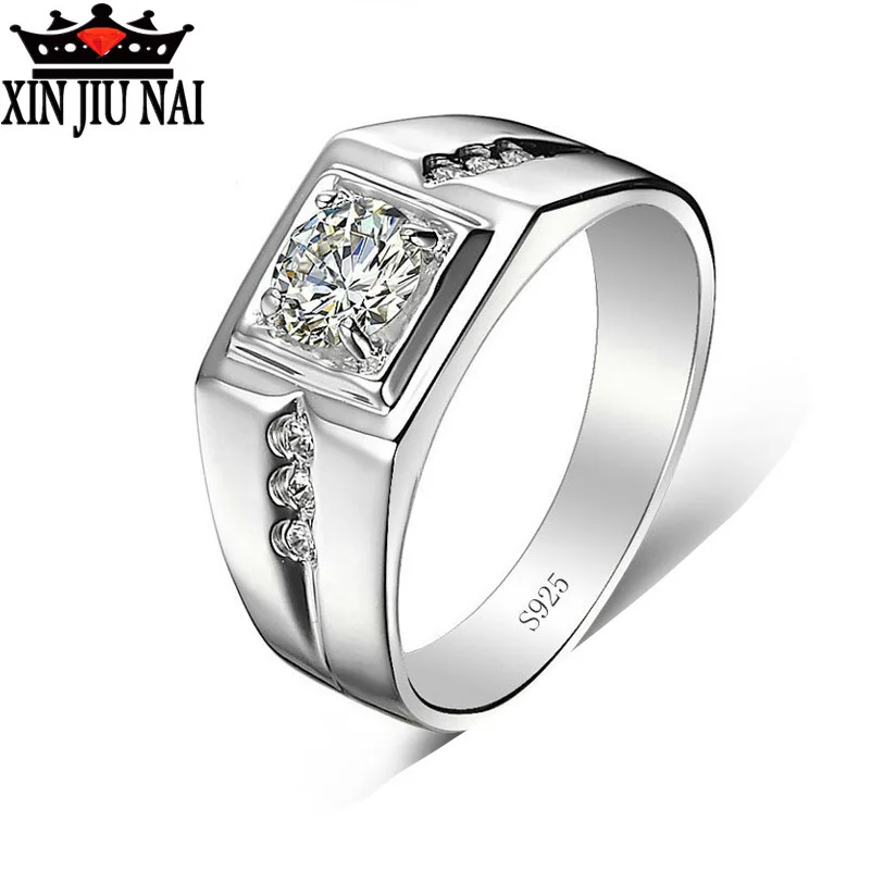 

Lovers gifts plated 18K platinum male bosses live ring hegemony width Simulation diamond ring male ring