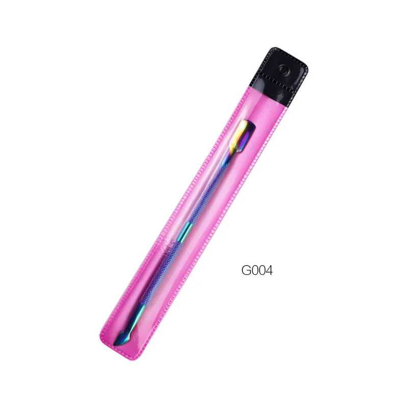 G004-Colours Цветной Титановый стальной толчок мертвой кожи Модный дизайн двойная головка из нержавеющей стали Толкатель для кутикулы Маникюрный Инструмент для дизайна ногтей - Цвет: G004-Colours