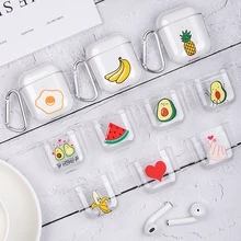 Футляр для наушников для Apple AirPods 2 зарядных ящики милый мультфильм Жесткий ПК прозрачный чехол для Airpods прозрачный чехол с крючками