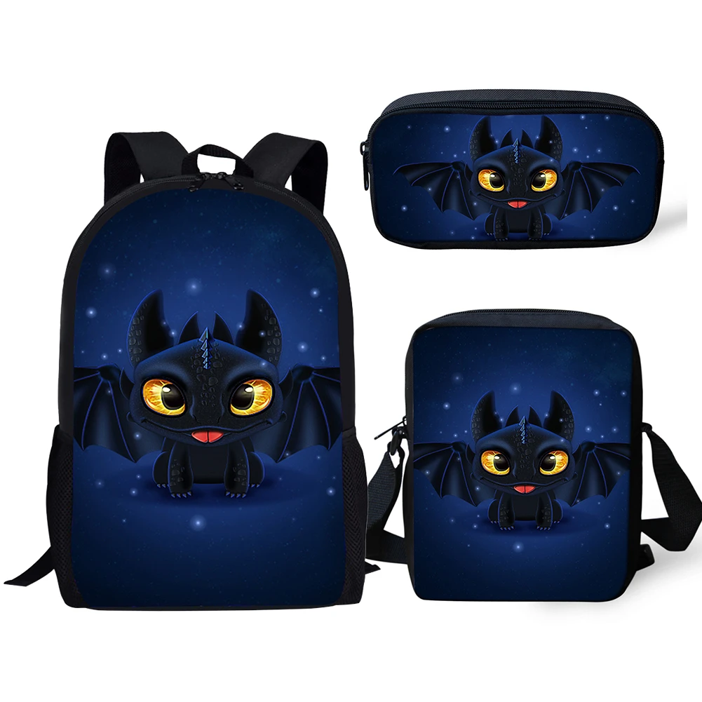 

Kids School Backpack 3PCS Boy Girls Cartoon How to Train Your Dragons Bookbag Sets Baby Children Toothless Notebook Satchel 2019