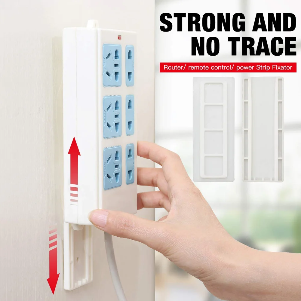 

Seamless Punch-free Plug Sticker Holder Wall Fixer Power Strip Holders Storage for Sockets Wall Holders Shelf Stand Holder