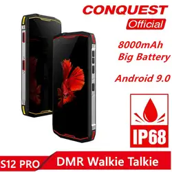 Conquest S12 pro прочный мобильный телефон IP68 Водонепроницаемый 5,99 дюймов ips Android 9,0 MTK6763 рация ПМР смартфон 6 ГБ + 128 Гб NFC