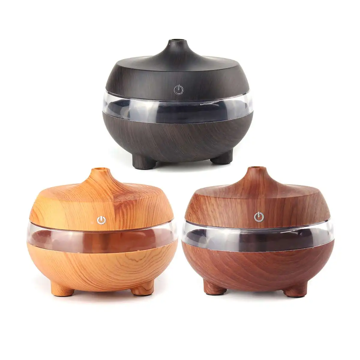 Mini Wood Grain 300ml Ultrasonic Air Humidifier USB Car Essential Oil Diffuser With 7 Changing Led Lights For Home Office