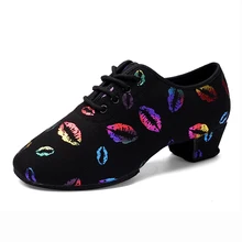 USHINE/BD-47; Новинка; цветные кроссовки с рисунком губ; обувь для тренировок; обувь для латиноамериканских бальных танцев, фитнеса, балета; женская обувь для танцев