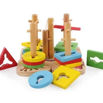 

Kids Wooden Blocks Sets Educational Toys Geometric Shape Matching Toys for Children Animal Stacking Oyuncak Educativos