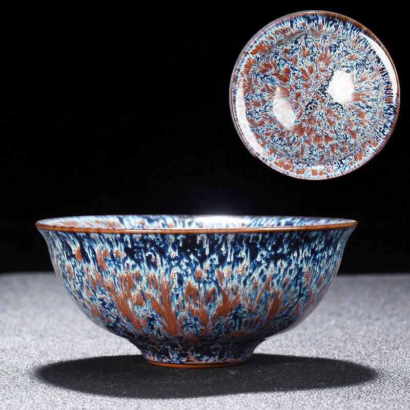2 pcs Temmoku glaze tea cup,art teacup Build kiln ceramic cup Teacup,Chinese Jingdezhen Starry sky tea set Beautifully artwork