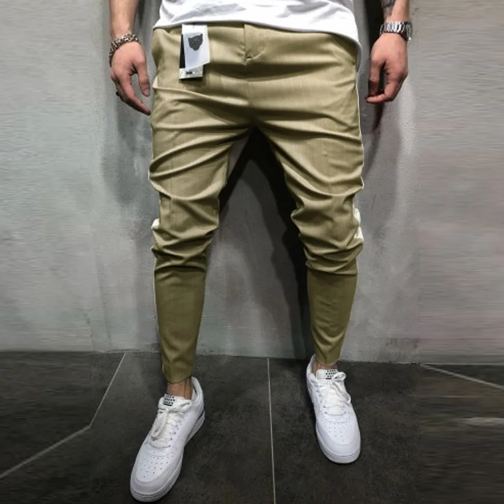 Vogue Joggers мужские сплайсинговые полосатые комбинезоны повседневные карманные спортивные рабочие брюки Masculino