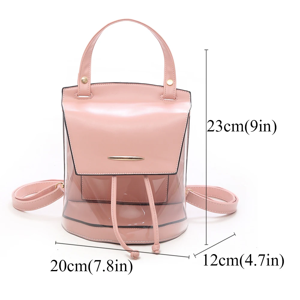 New Youth Leather Backpack Cute Candy Color Waterproof Space Clear Transparent Pvc Shoulder Bags for Women Mini School Backpacks