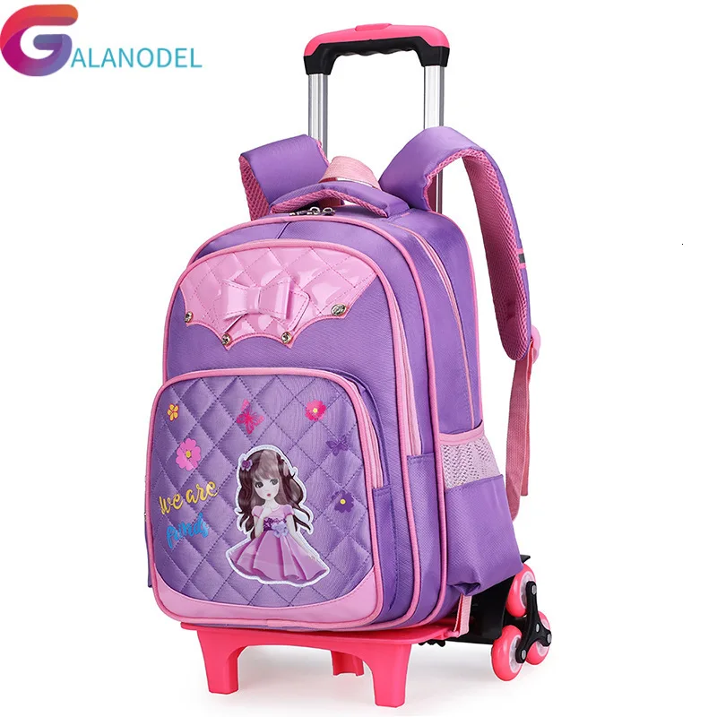 

Trolley Kids Fashion Backpack 2/6 wheels Boys Girl's Trolley School bags Children's Travel luggage Rolling Bag School Backpacks